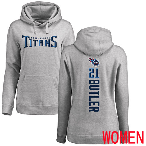 Tennessee Titans Ash Women Malcolm Butler Backer NFL Football 21 Pullover Hoodie Sweatshirts